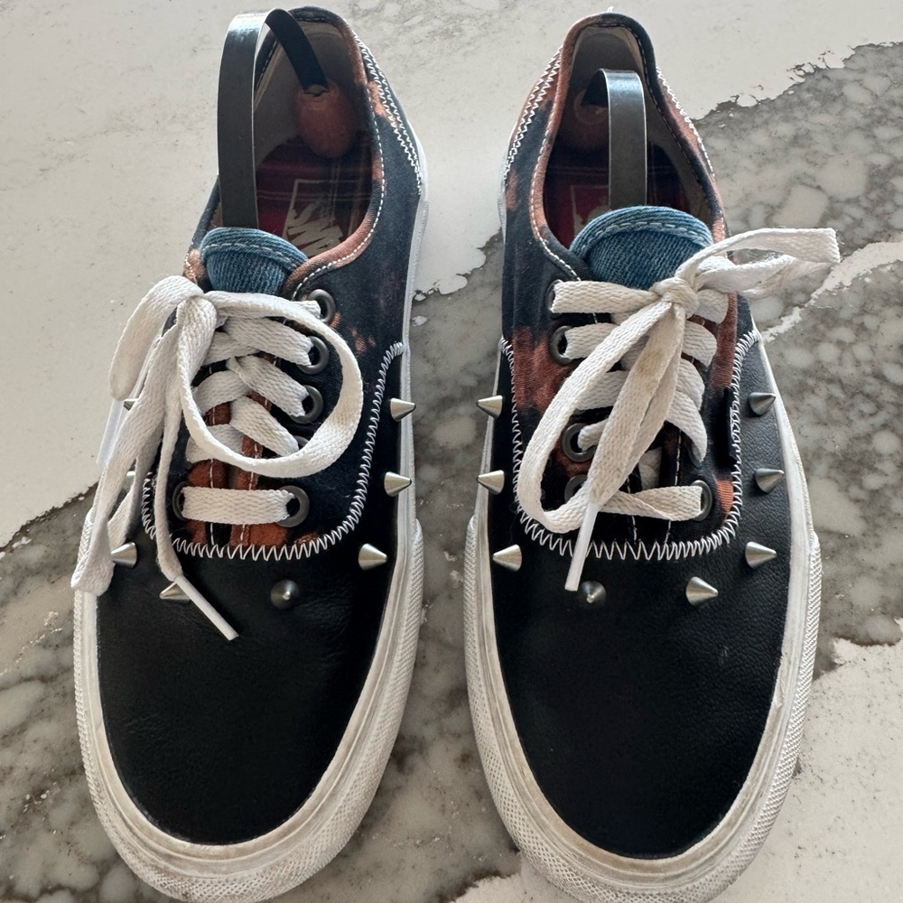 Vans Tartan Daze acid Tie dye Spikes Punk Gothic Leather shoes